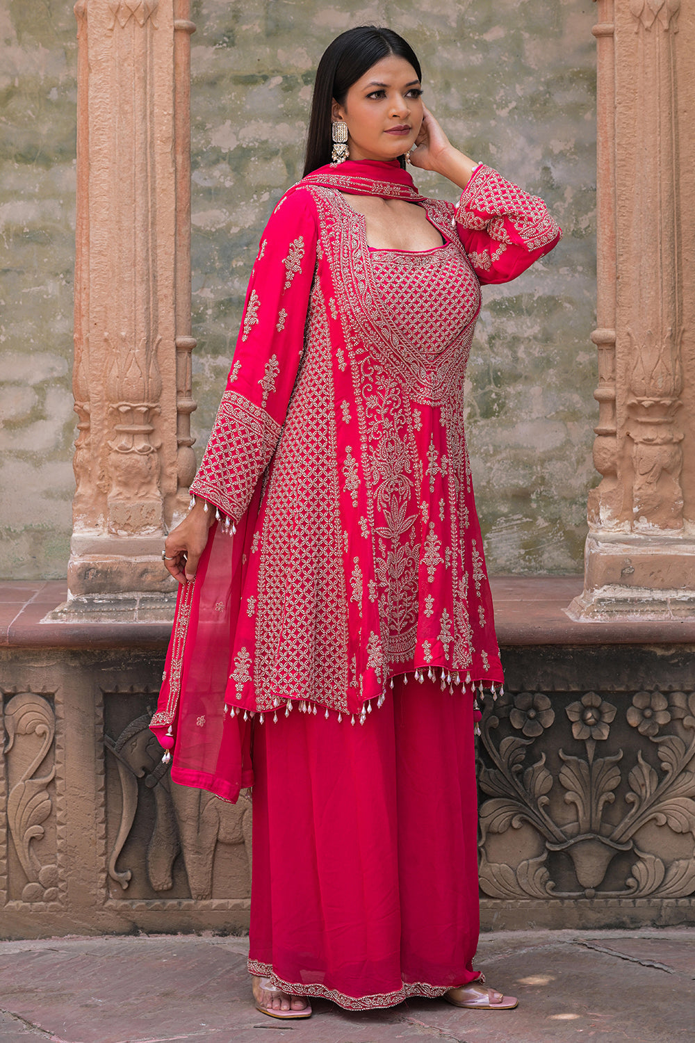 Rani Pink Kurta Palazzo Set