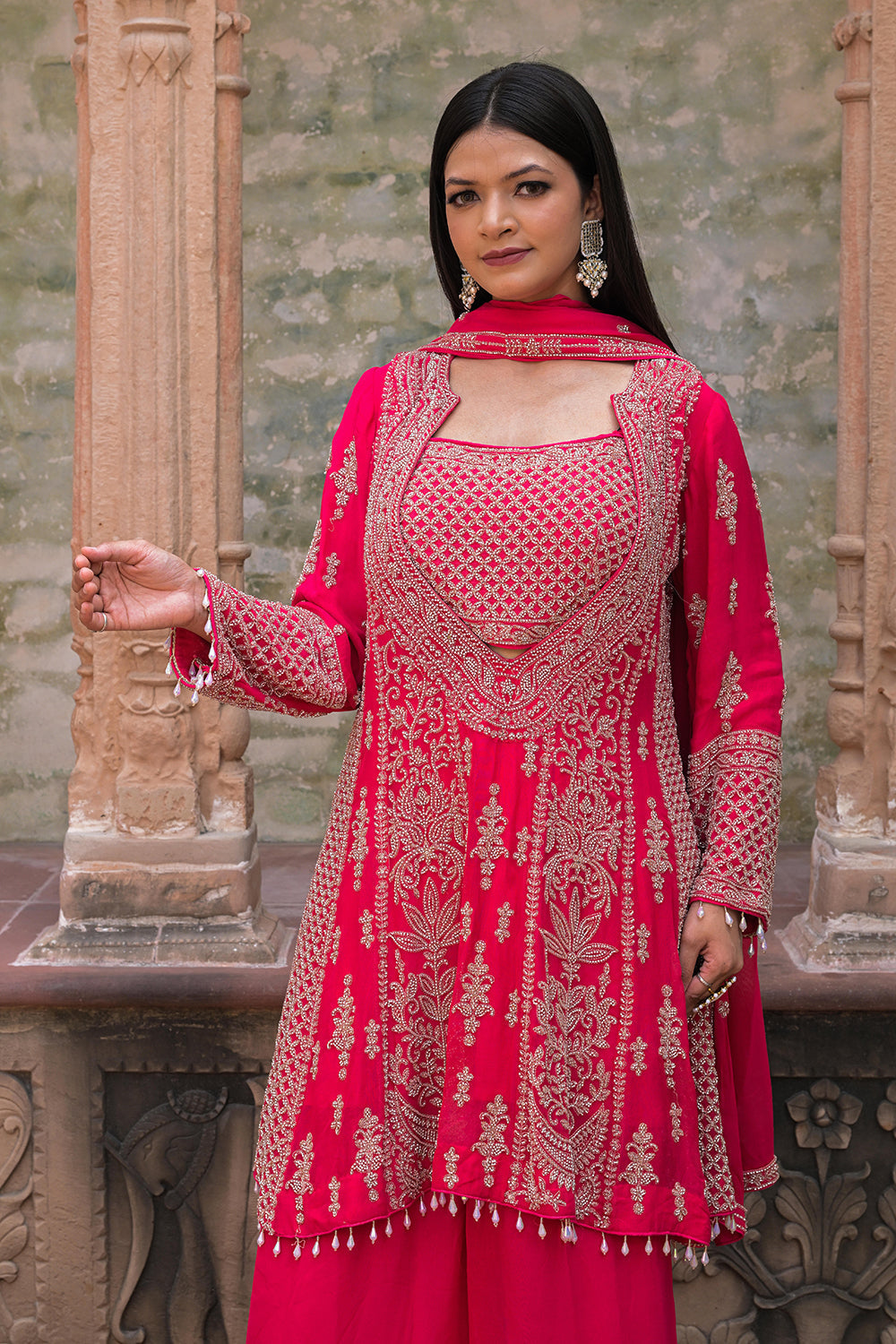 Rani Pink Kurta Palazzo Set