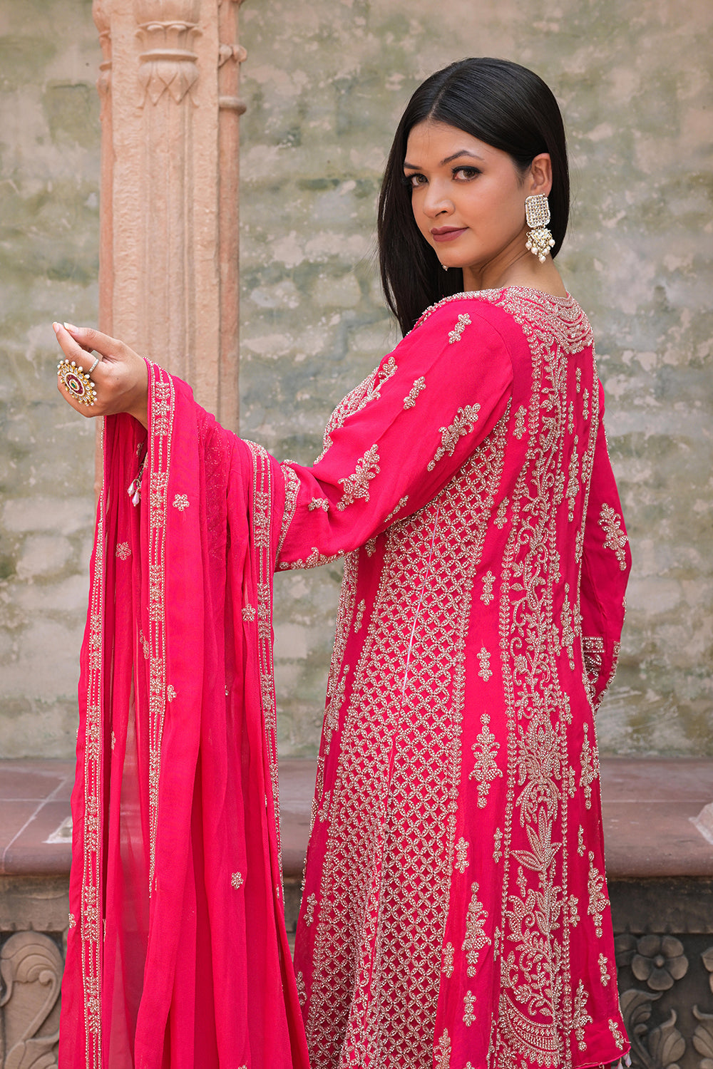 Rani Pink Kurta Palazzo Set