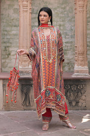 Red Crepe Kaftan Pant Set
