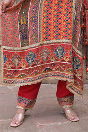 Red Crepe Kaftan Pant Set