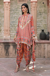 Red Suit Set With Tulip Pants