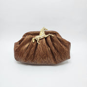 Horse Pouchette In Snake Print Brown