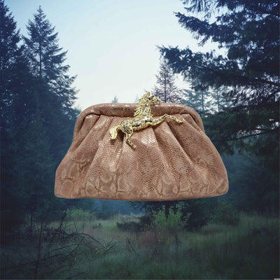 Horse Pouchette In Snake Print Pink