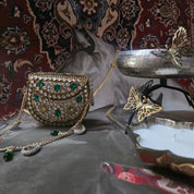 Mini Kundan Mirror Bag Emerald Green