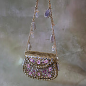 Mini Kundan Crystal Bag In Hints Of Pink