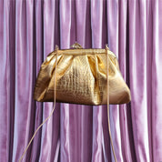 Crystal Unicorn Pouchette Gold With Silver Broach