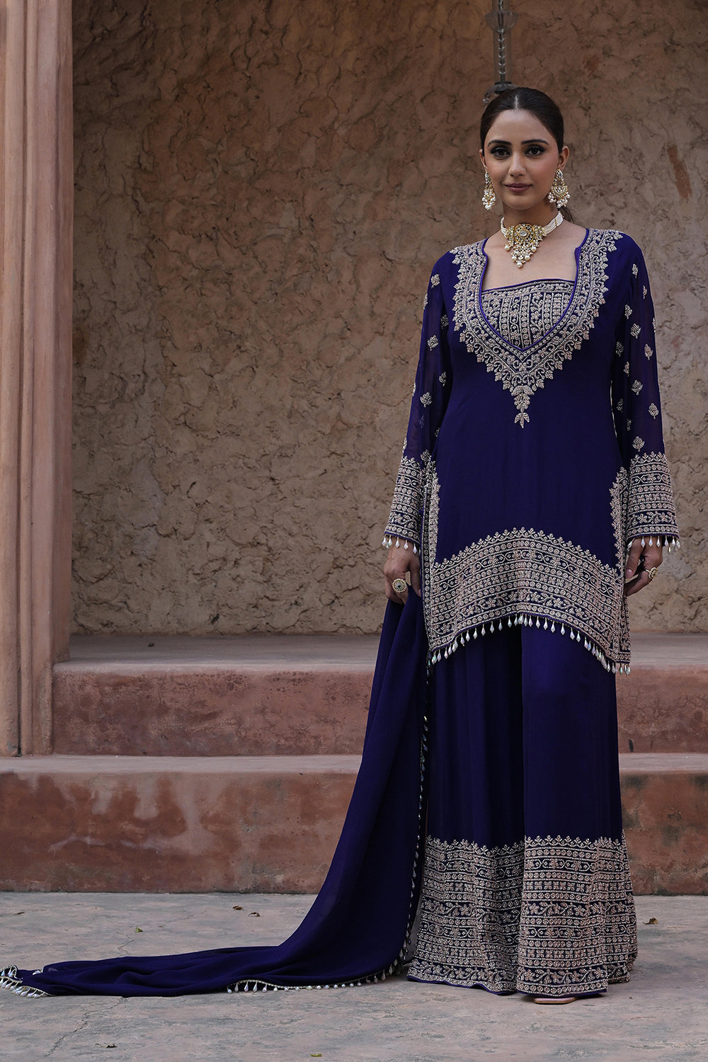 Royal Purple Kurta Palazzo Set