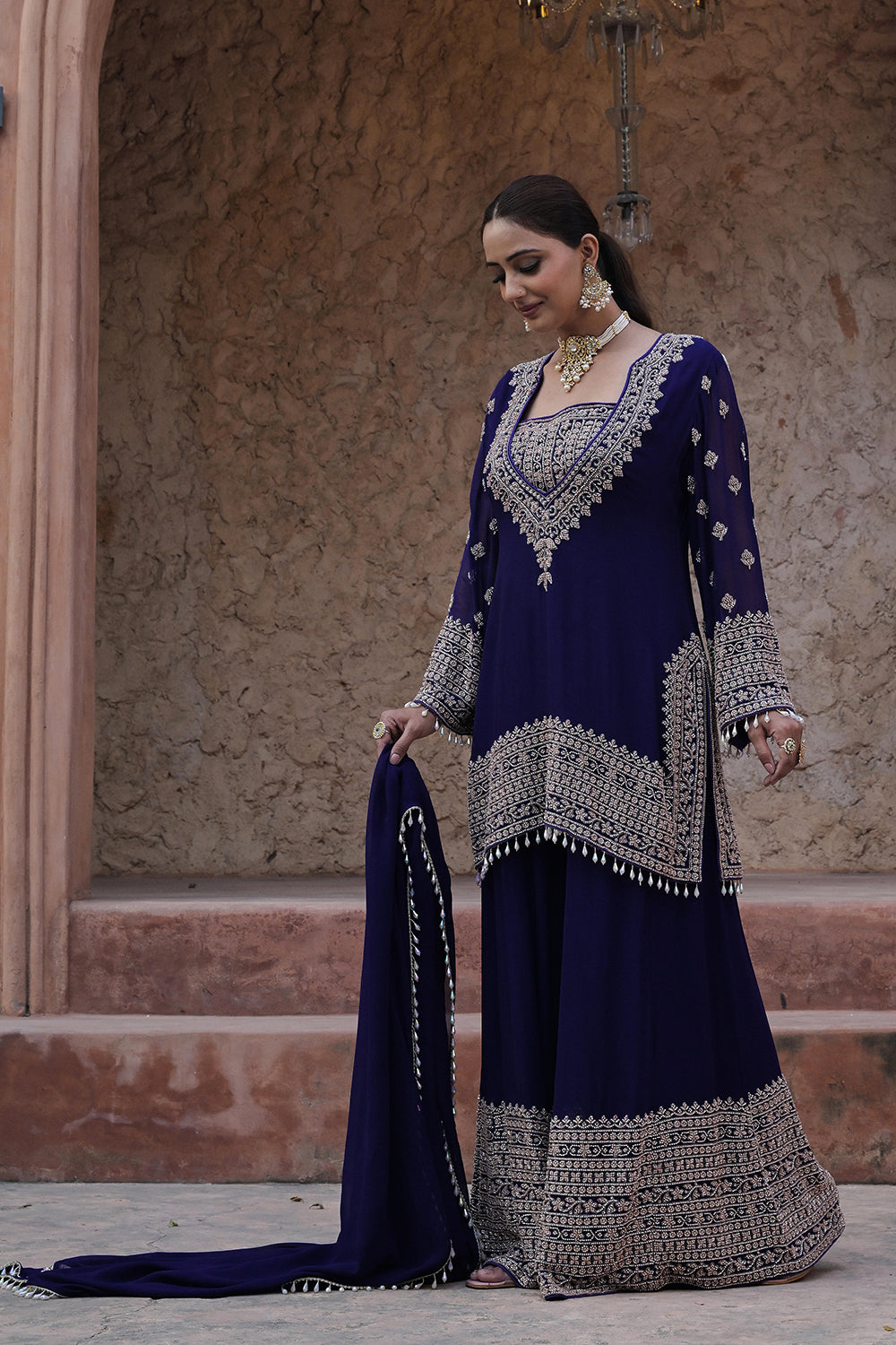 Royal Purple Kurta Palazzo Set