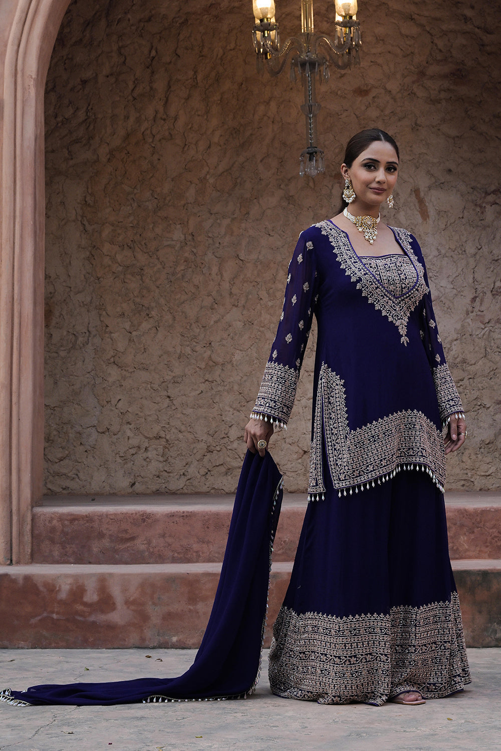 Royal Purple Kurta Palazzo Set