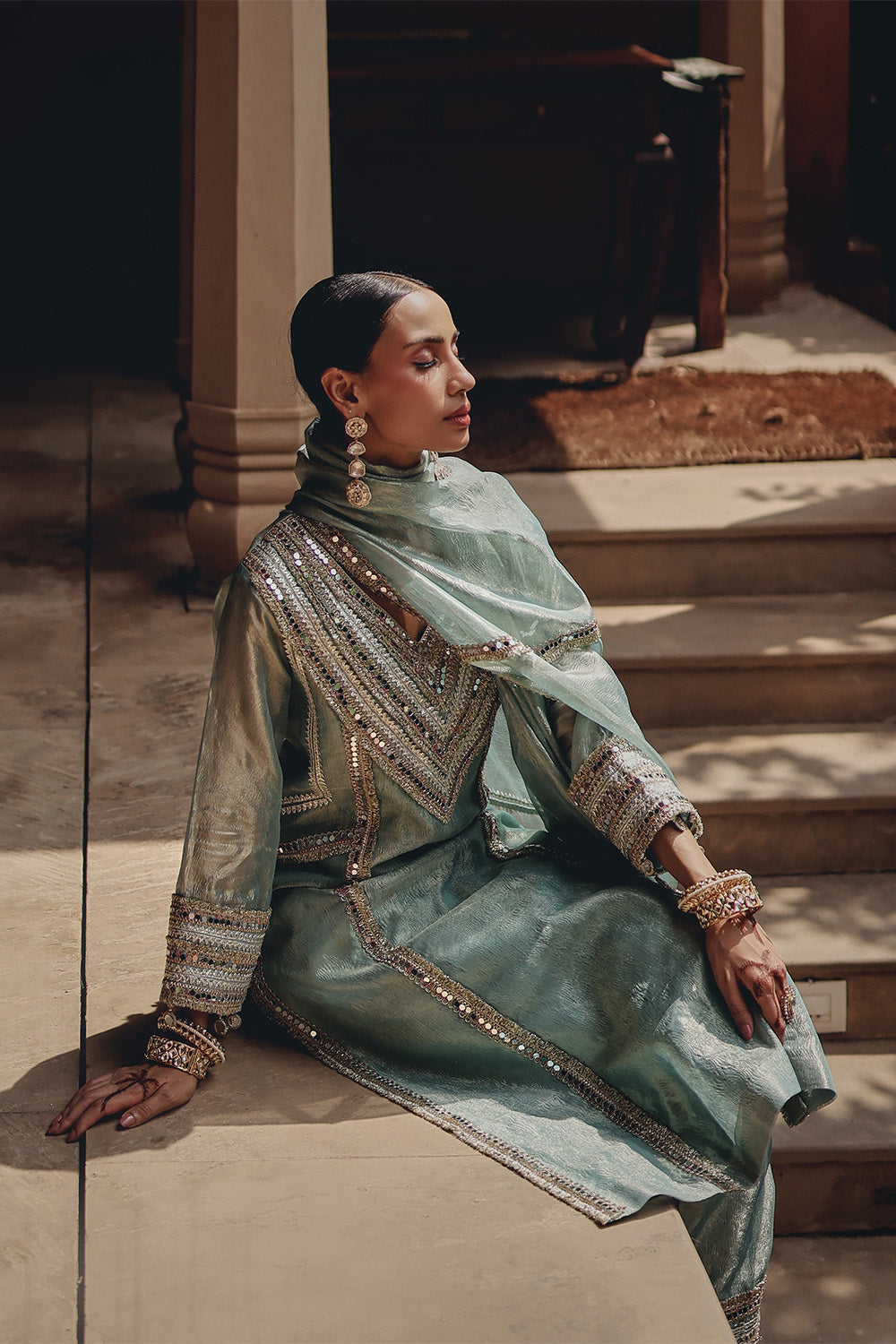 Sea Green Noor E Resham
