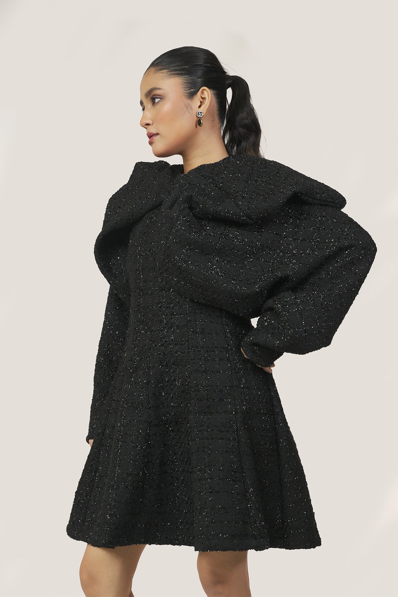 Samridhi Sibal in Exaggerated Tweed Dress