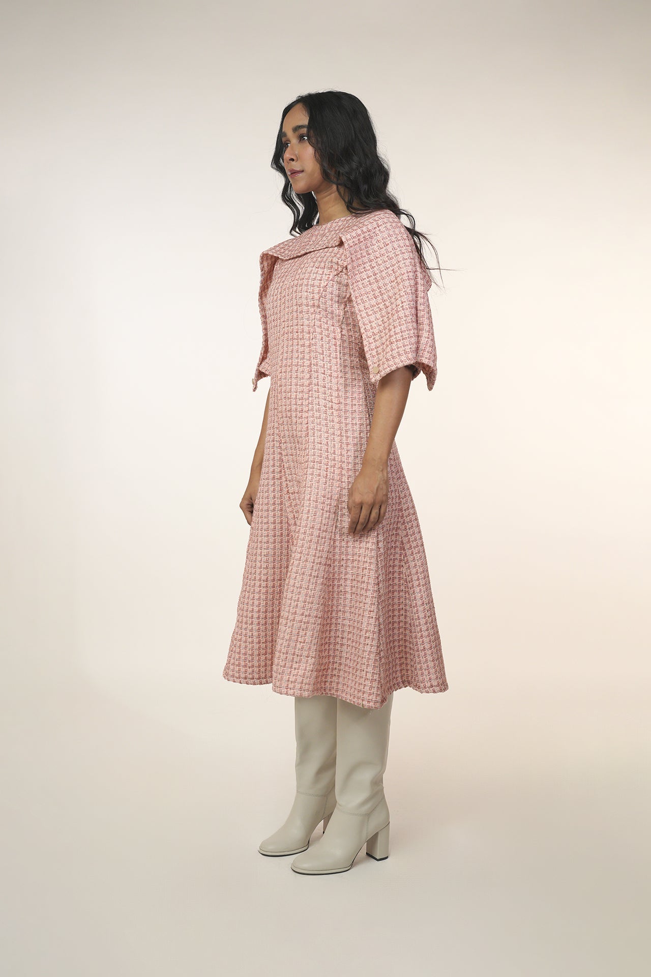 Draped Tweed Dress