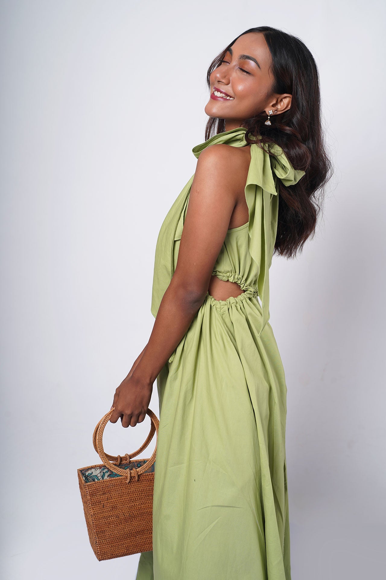 Midi Tie Up Cutout Dress