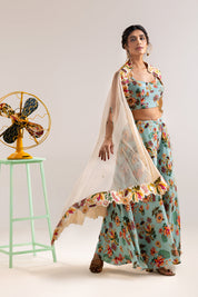 Aarani Embroidered Palazzo Set With A Cape