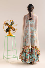 Aarani Embroidered Palazzo Set With A Cape
