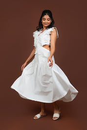 Sneha Adwani in Lacey Love Midi Dress