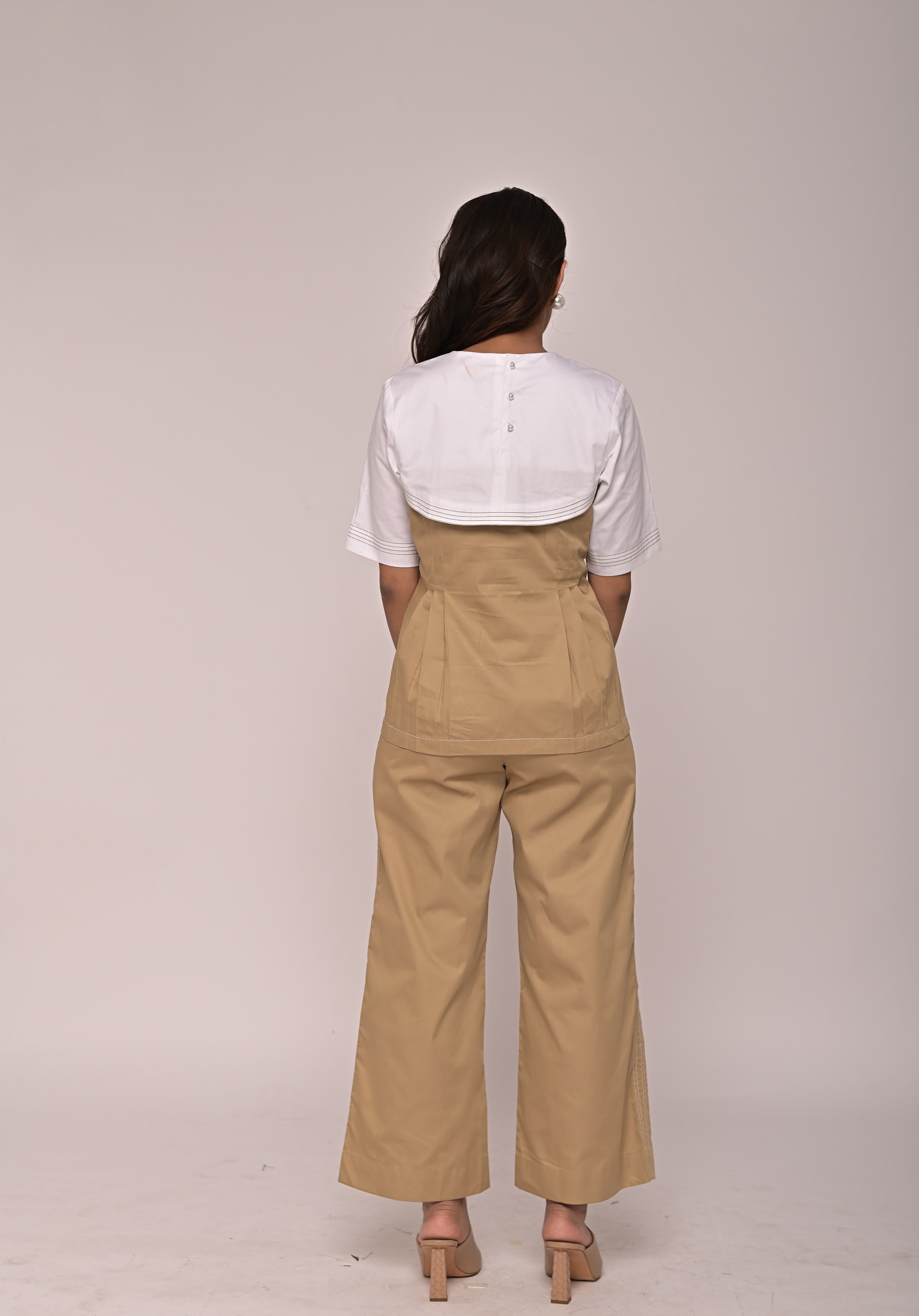 Two Tone Top With Back Pocket Pants
