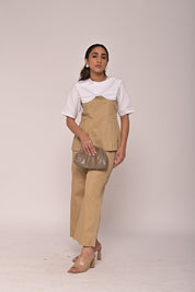 Two Tone Top With Back Pocket Pants